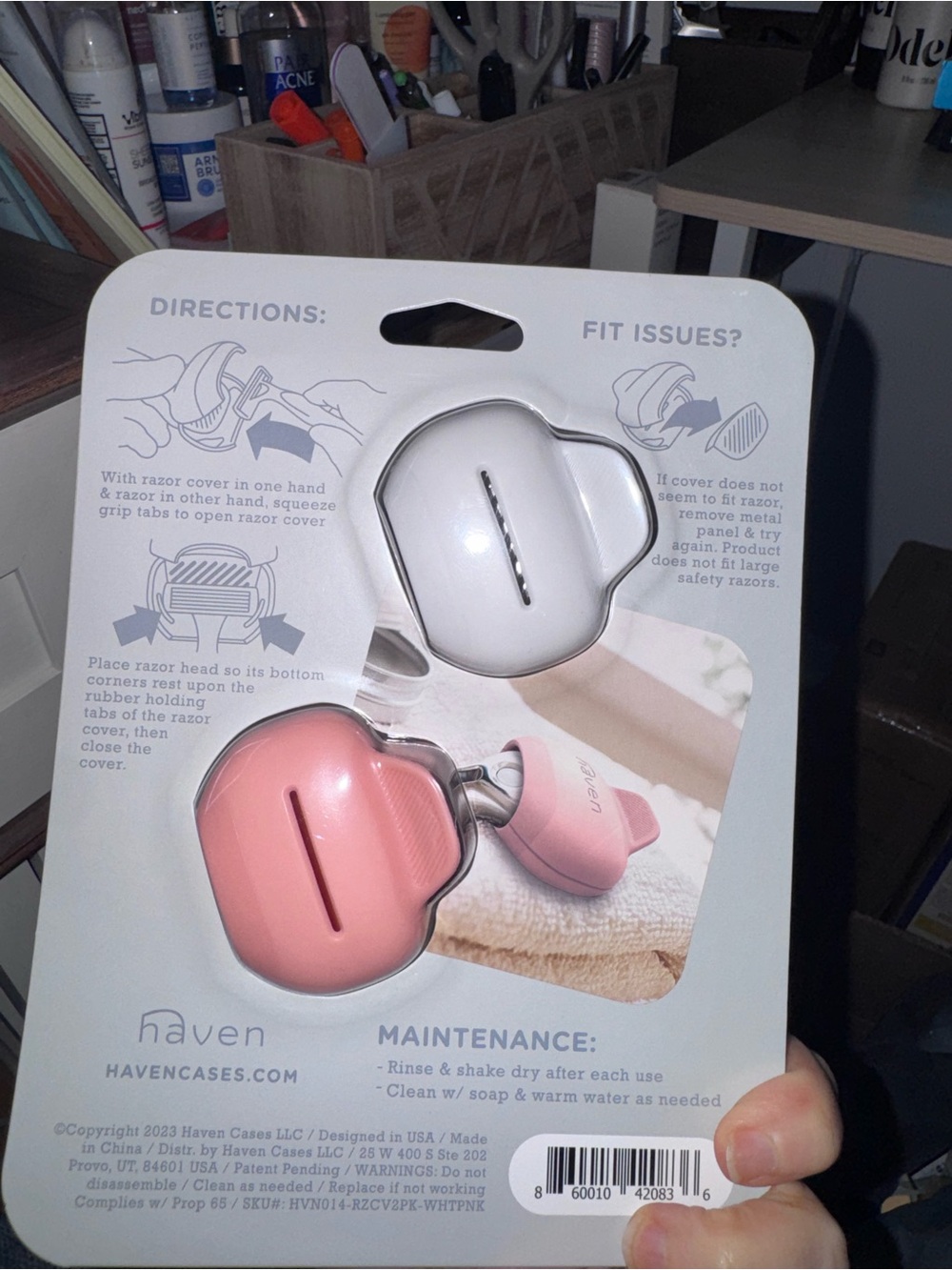 Haven Protective Razor Covers - White & Pink